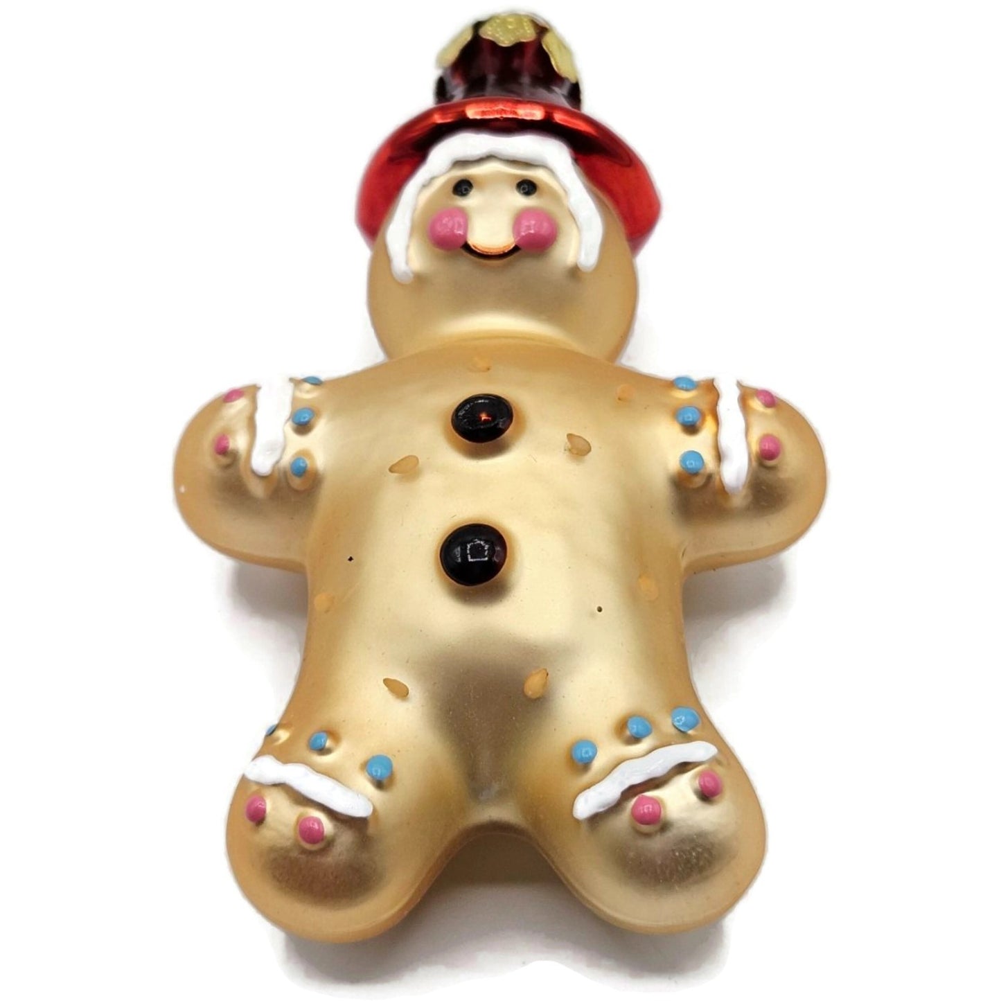 Gingerbread Man Polka Dot With Red Hat Old World Christmas Tree Ornament