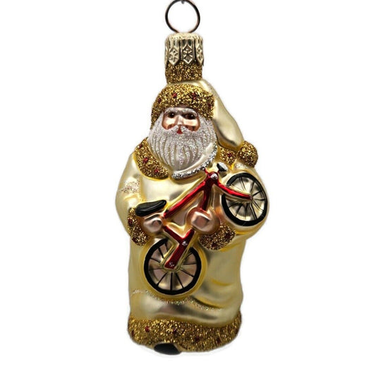 Patricia Breen The First Bicycle Gold Santa Claus Bike Christmas Tree Ornament