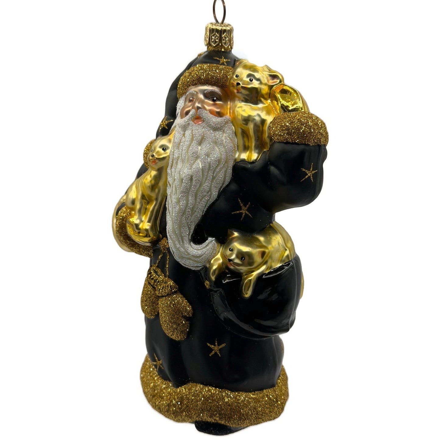 Patricia Breen Stanzi's Kittens Black Santa Cats Stars Christmas Ornament 2097