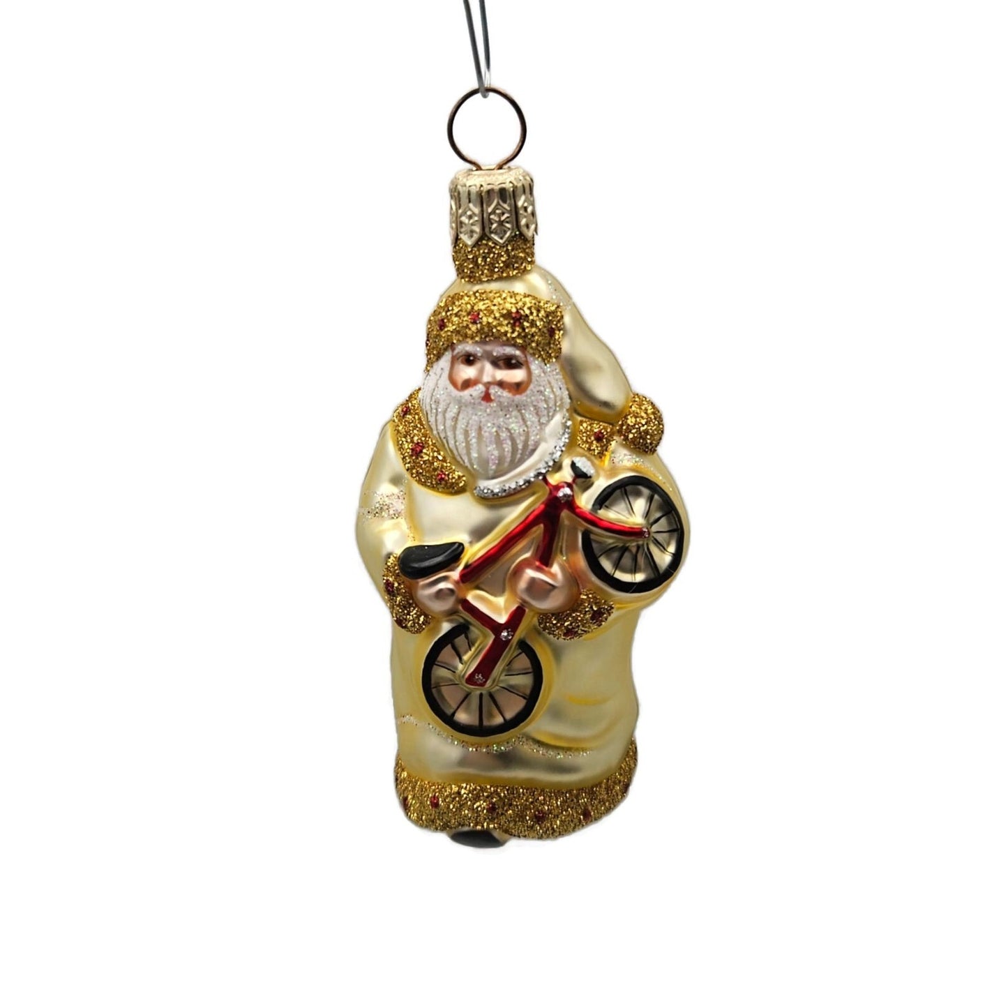 Patricia Breen The First Bicycle Gold Santa Claus Bike Christmas Tree Ornament
