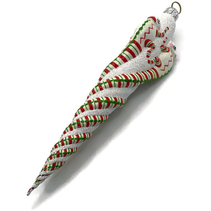 Patricia Breen Ornament Chameleon Icicle Red White Green Stripes Christmas Tree