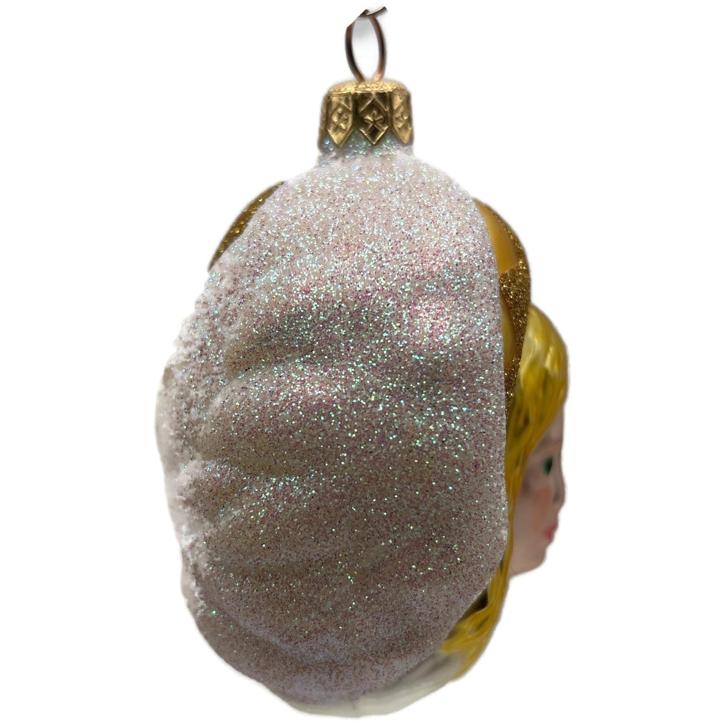 Patricia Breen Angel of Light Glittered Gold White Medallion Christmas Ornament