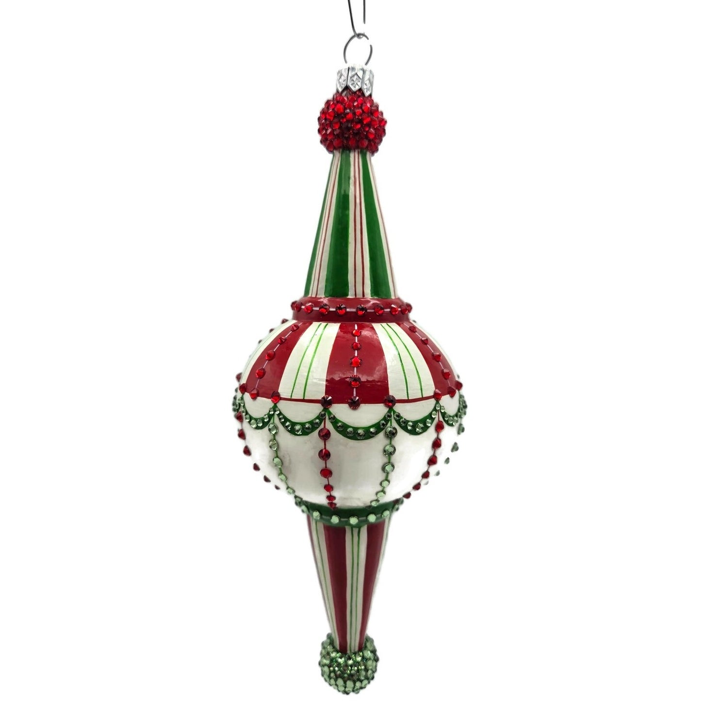Patricia Breen Looking Glass Stripes and Swags Reflector Christmas Tree Ornament