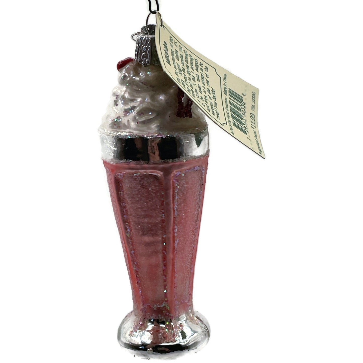 Milkshake Ice Cream Drink Pink Ornament Blown Glass OWC Old World Christmas Tree