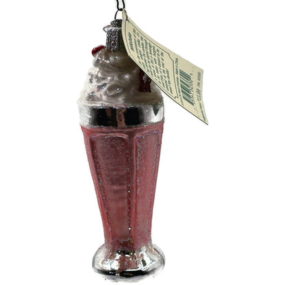 Milkshake Ice Cream Drink Pink Ornament Blown Glass OWC Old World Christmas Tree