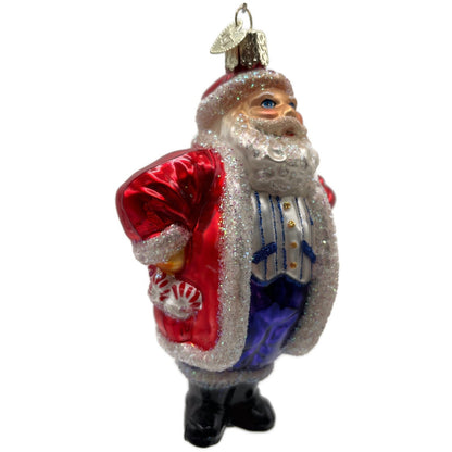 Old World Christmas Patriotic Santa Claus Red Glass Merck Family OWC Ornament