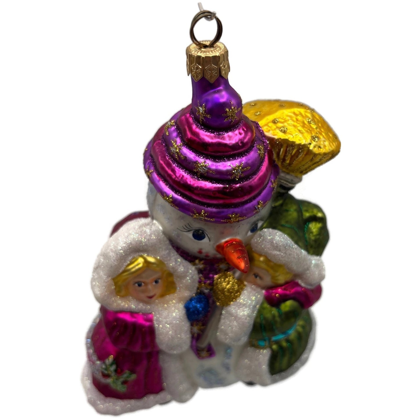 Larry Fraga Love That Snowman Winter Fun Glitter Glass Christmas Tree Ornament