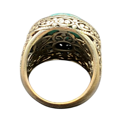 925 Sterling Silver Ring Blue Amazonite Gemstone Dome Made in Thailand Size 7