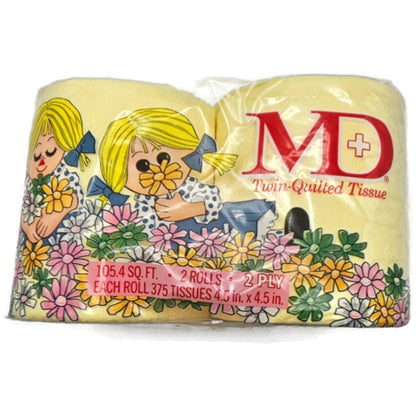 Vintage MD Toilet Paper Yellow Twin Quilted Bathroom Tissue 2 Rolls 2 Ply NEW