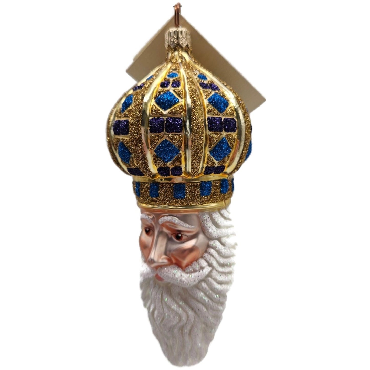 Patricia Breen Bijoux Noel Gold Blue Santa Claus Christmas Tree Ornament