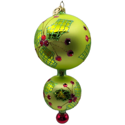 Majesty Glass Boughs of Hollywood Double Lime Green Christmas Tree Ornament