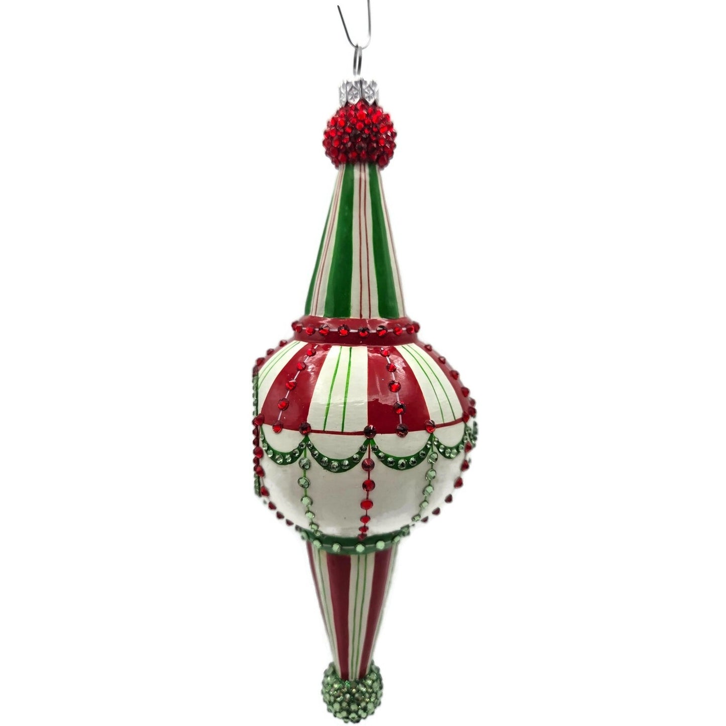 Patricia Breen Looking Glass Stripes and Swags Reflector Christmas Tree Ornament