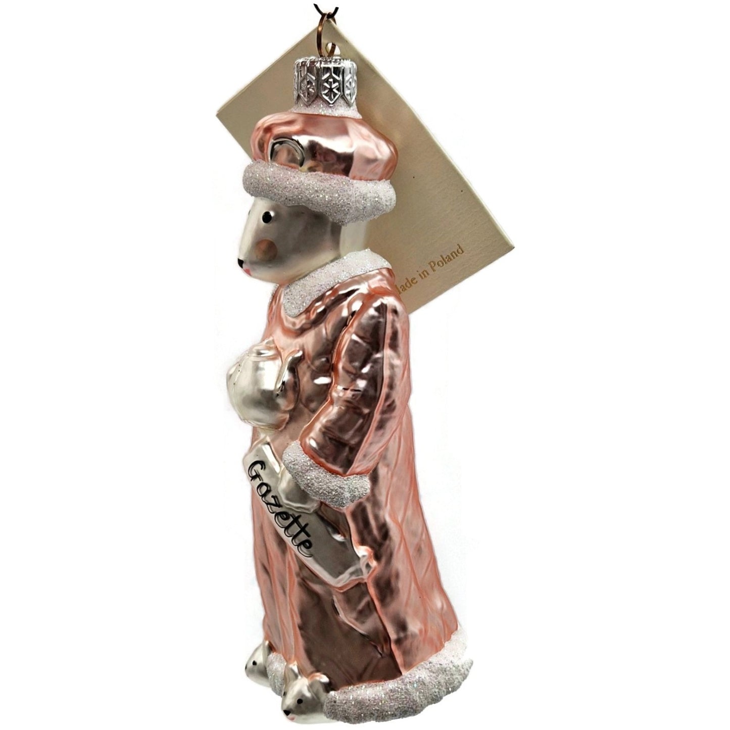 Patricia Breen Mrs Mouse Pink Gazette Hand Blown Glass Christmas Tree Ornament