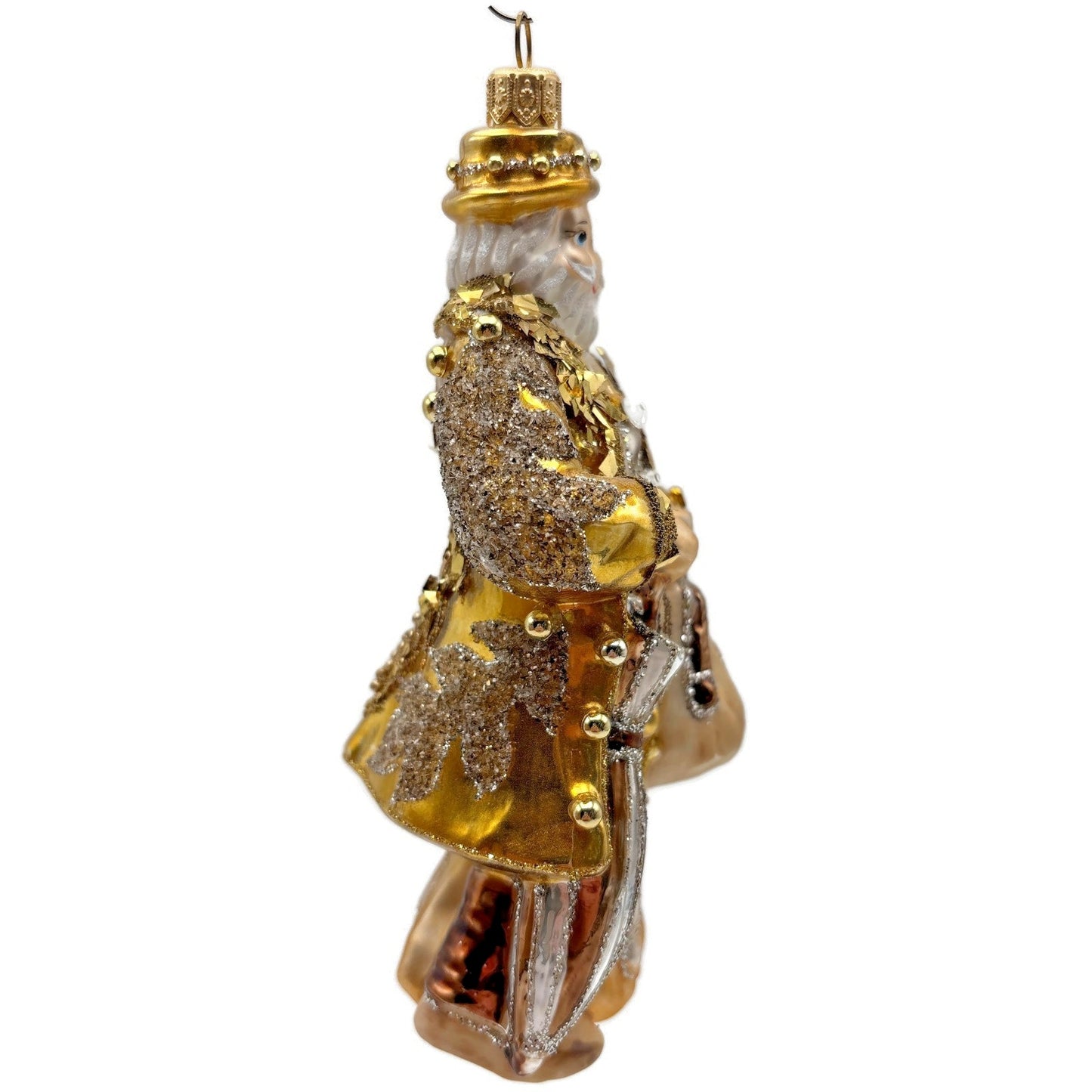 Heartfully Yours Old English Santa Claus Gold Jeweled Christmas Tree Ornament