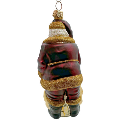 Patricia Breen Santa Claus Bordeaux Gold Holly Presents Christmas Tree Ornament