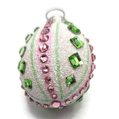 Ornament Patricia Breen Miniature Egg La Palette Vertical Pink Green Easter Tree