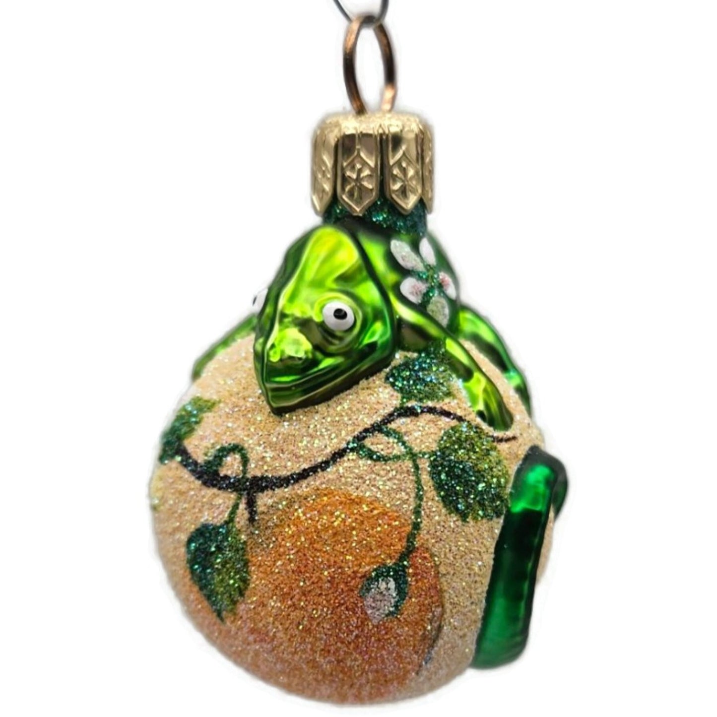 Patricia Breen Miniature Chameleon Peach Flowers Spring Christmas Tree Ornament