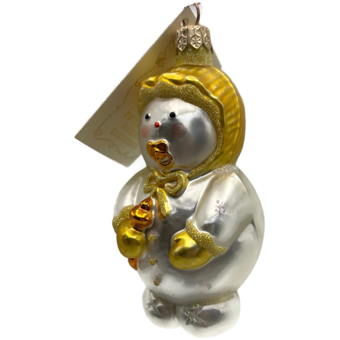 Patricia Breen Snowbaby Yellow Snowflakes Snowman White Christmas Tree Ornament