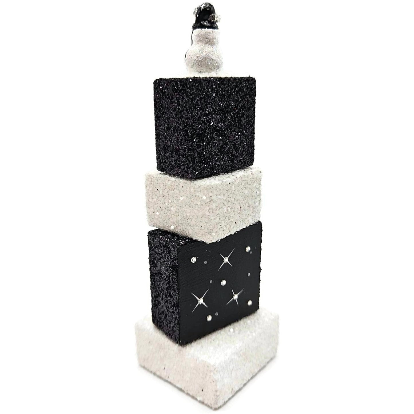 Patricia Breen Presenting Black Snowman Free Standing Christmas Ornament Blocks