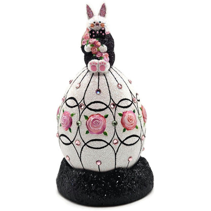 Patricia Breen A Most Elegant Bunny Cachette Black Floral Easter Holiday Signed