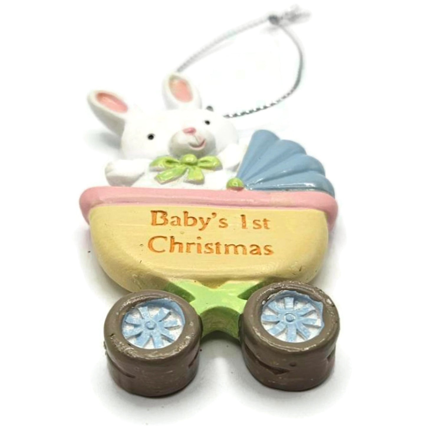 Midwest CBK Baby's First Christmas Bunny Carriage Resin Holiday Tree Ornament