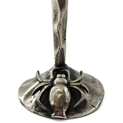 Gothic Halloween Spooky Spider Black Metal Taper Candle Holder Decor Set of 2