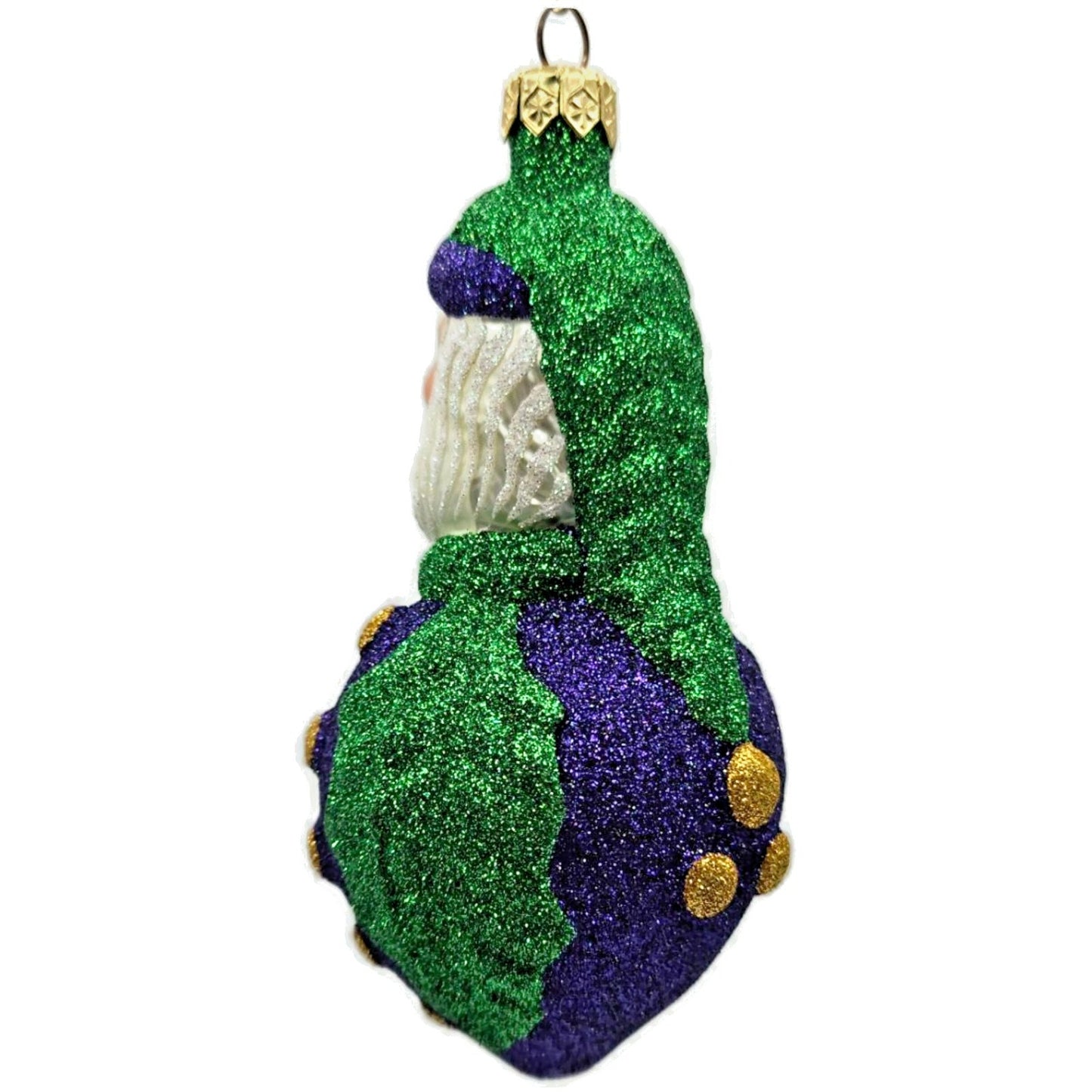Patricia Breen Hollyberry Santa Purple Green Glass Christmas Ornament CATZ 9722