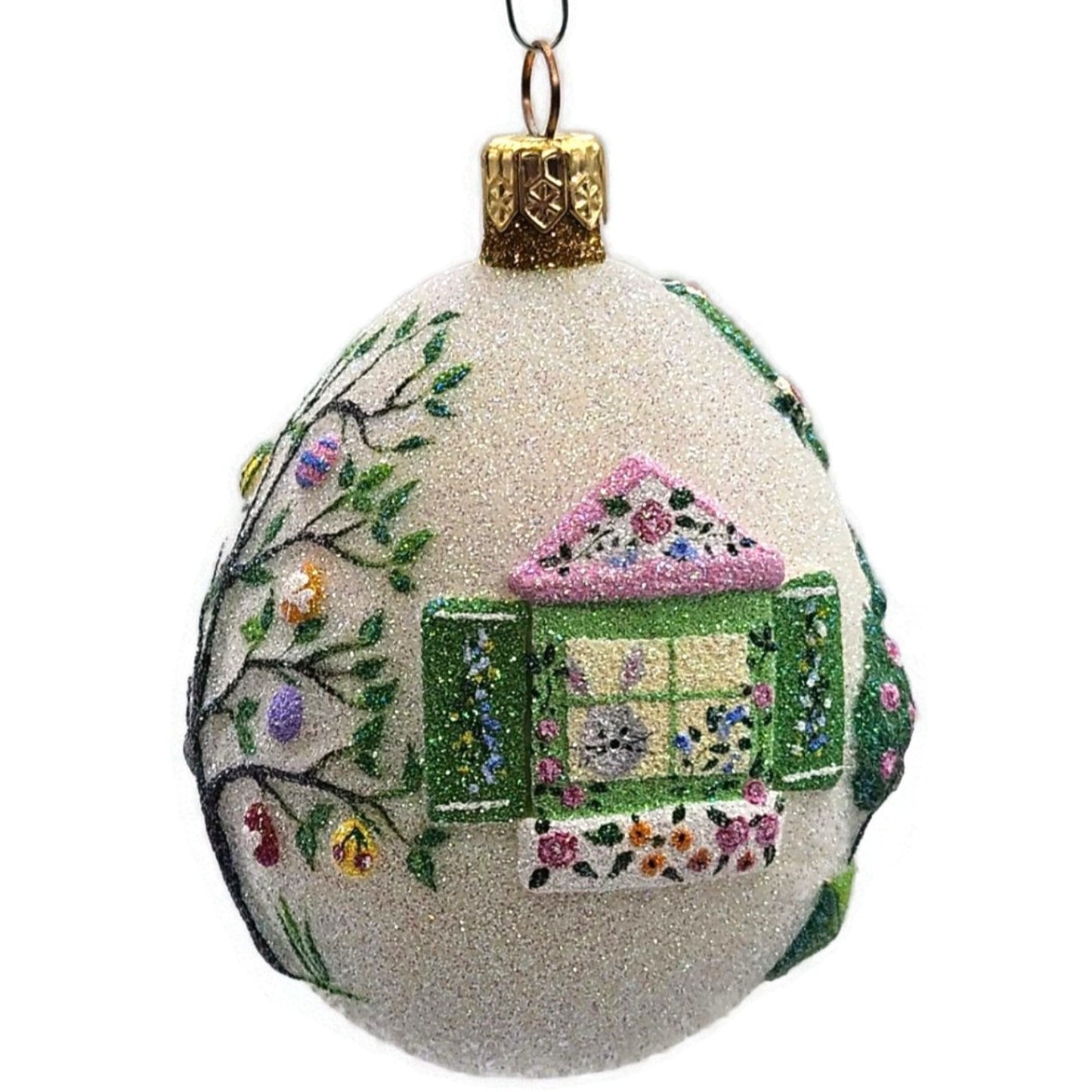 Patricia Breen Spring Egg House Bird Flowers Easter Topiary Christmas Ornament