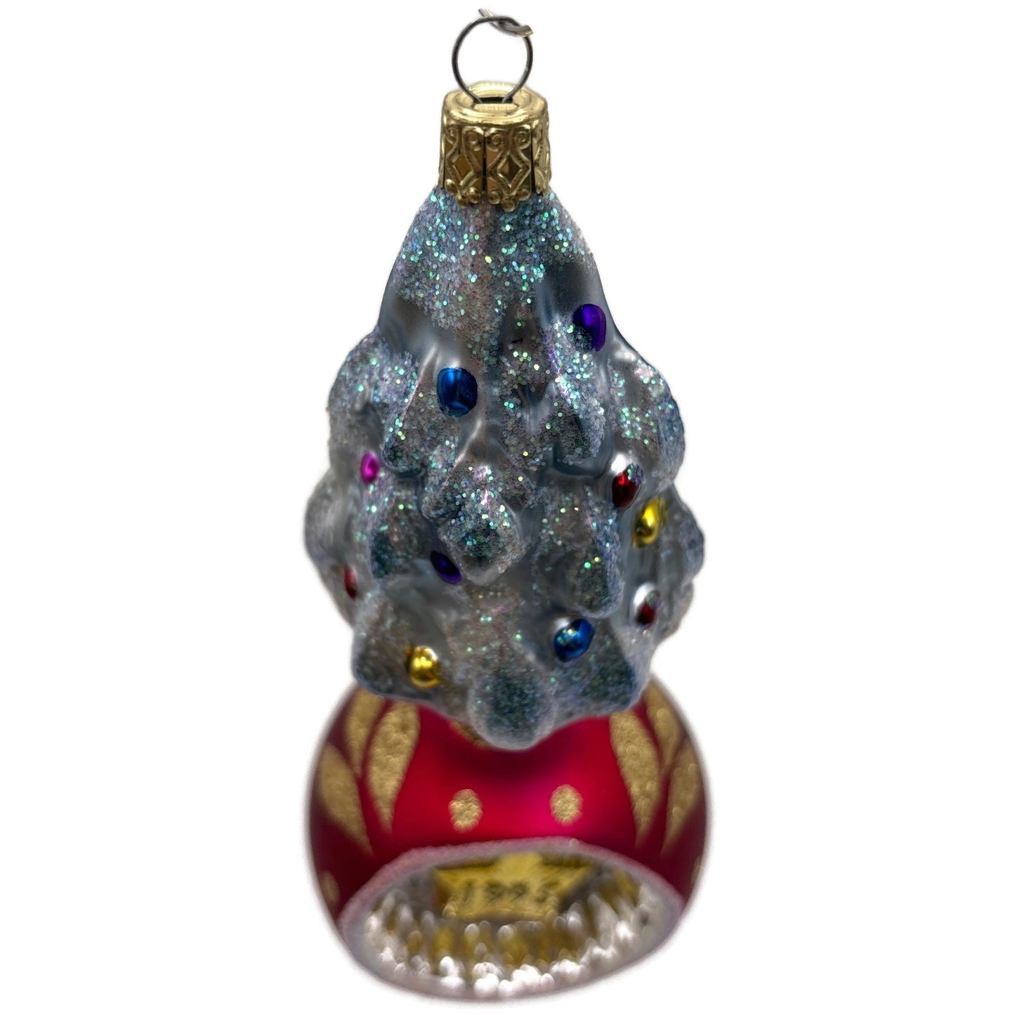 Old World Christmas Tree On Ball Glitter Star Reflector Red OWC Holiday Ornament