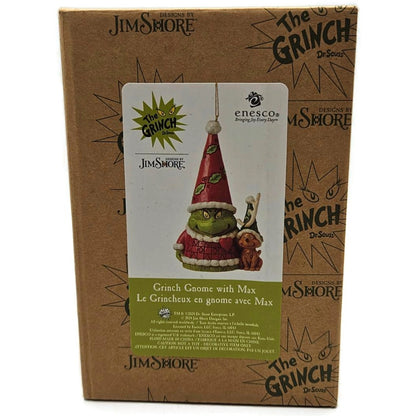 Jim Shore Dr. Seuss Grinch Gnome with Max Dog Enesco Christmas Ornament 6015228