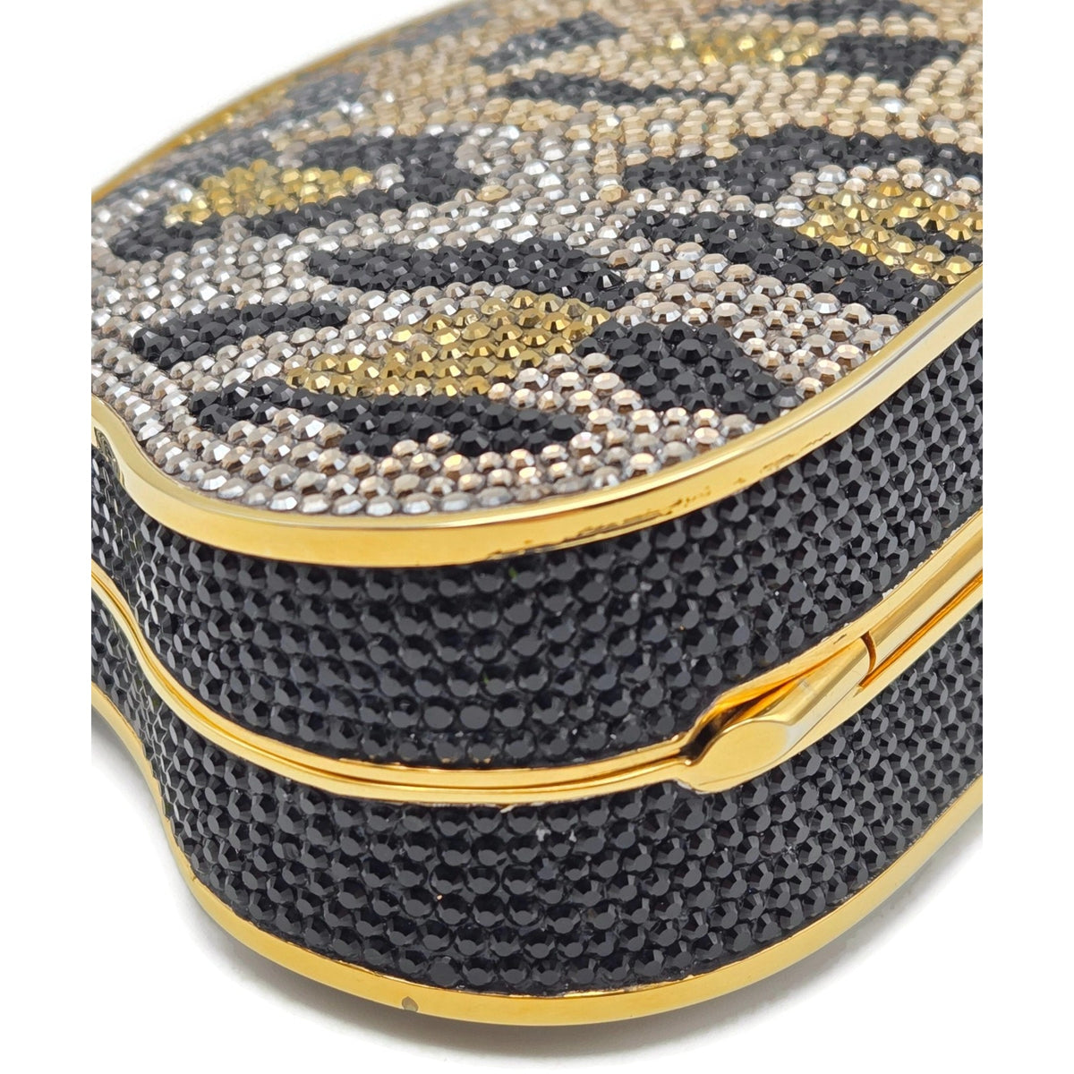 Judith Leiber Couture Leopard Crystal Minaudiere Shoulder Bag With Dust Bag