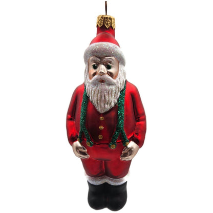 Patricia Breen Workshop Santa Red Green Glittered Suspenders Christmas Ornament
