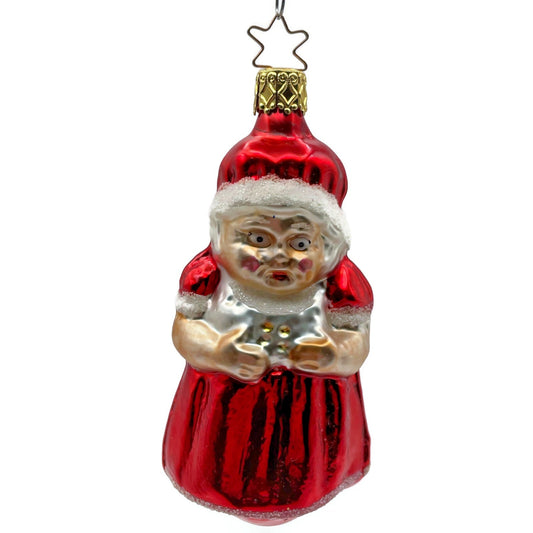 Mrs Claus Red Dress Star Top Inge Glass Ornament German Christmas Tree Decor