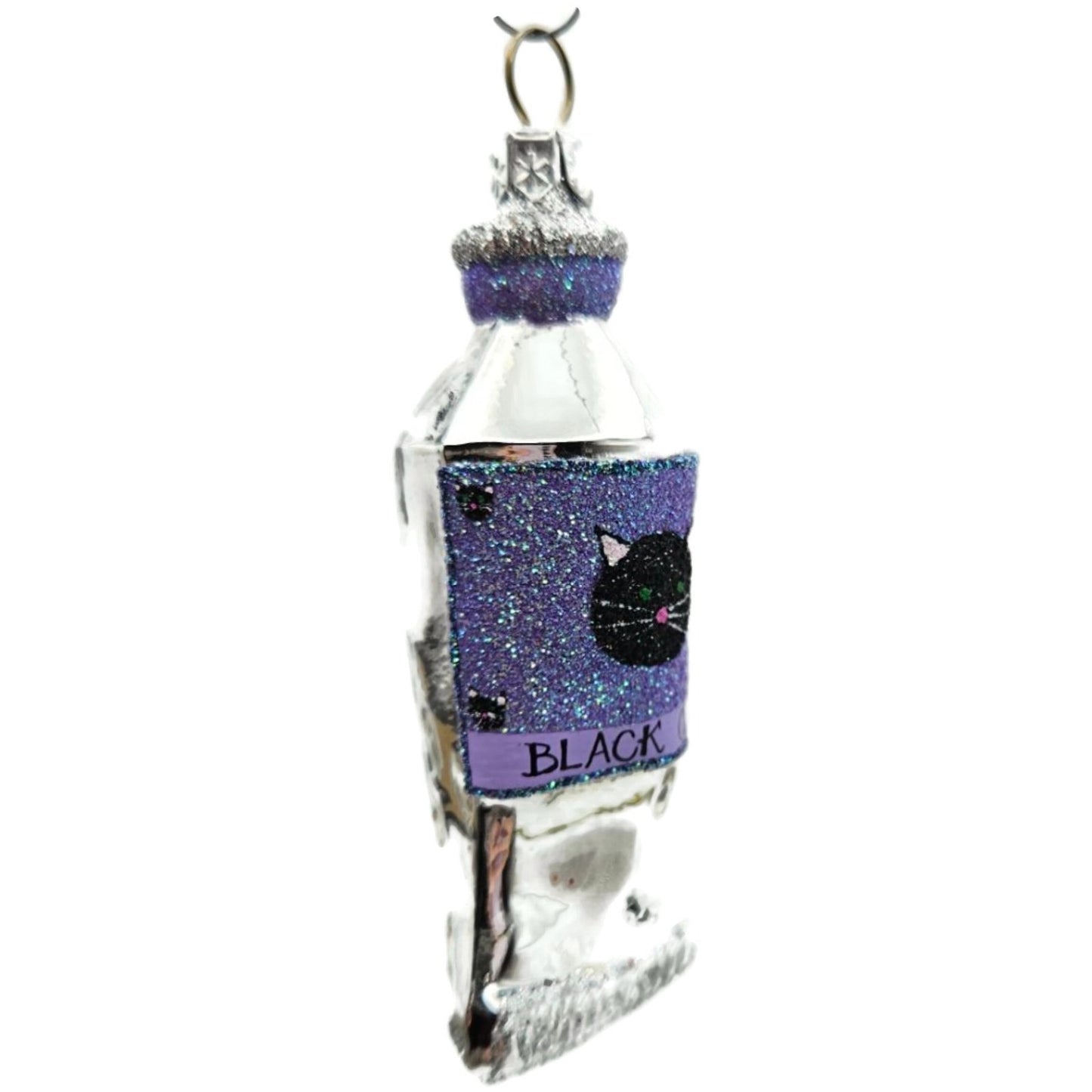 Patricia Breen Miniature Paint Tube Black Cat Art Lavender Halloween Ornament
