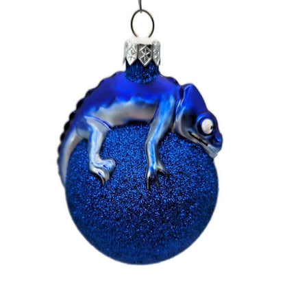 Ornament Patricia Breen Chameleon Blue Glittered Glass Christmas Holiday Tree