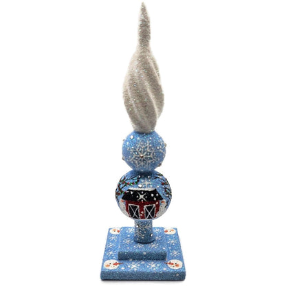 Patricia Breen Ultra Miniature Finial Red Barn Snowman Christmas Ornament HCB