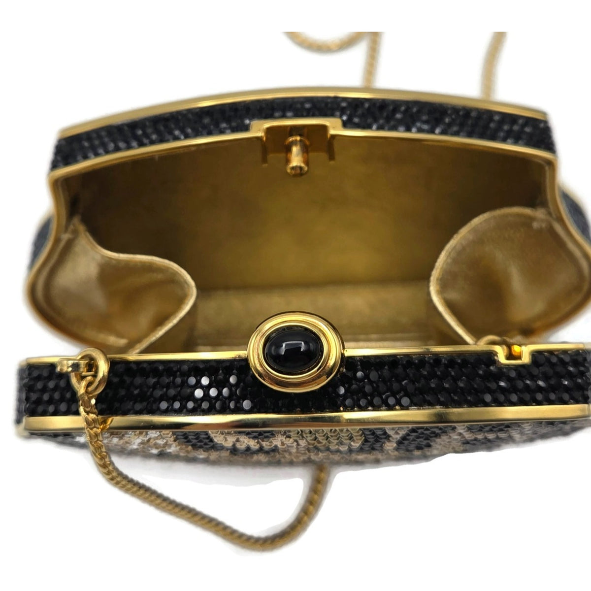 Judith Leiber Couture Leopard Crystal Minaudiere Shoulder Bag With Dust Bag