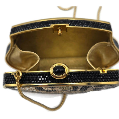 Judith Leiber Couture Leopard Crystal Minaudiere Shoulder Bag With Dust Bag
