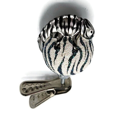 Patricia Breen Ultra Miniature Chameleon Zebra Clip On Christmas Tree Ornament