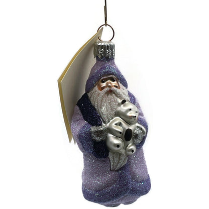 Patricia Breen Miniature Santa and Teddy Lavender Glittered Christmas Ornament