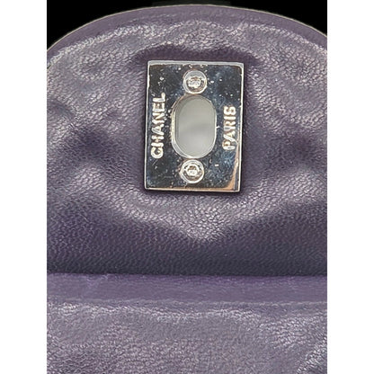 Chanel Classic Single Flap Medium Purple Lambskin Silver Chain Quilted Handbag