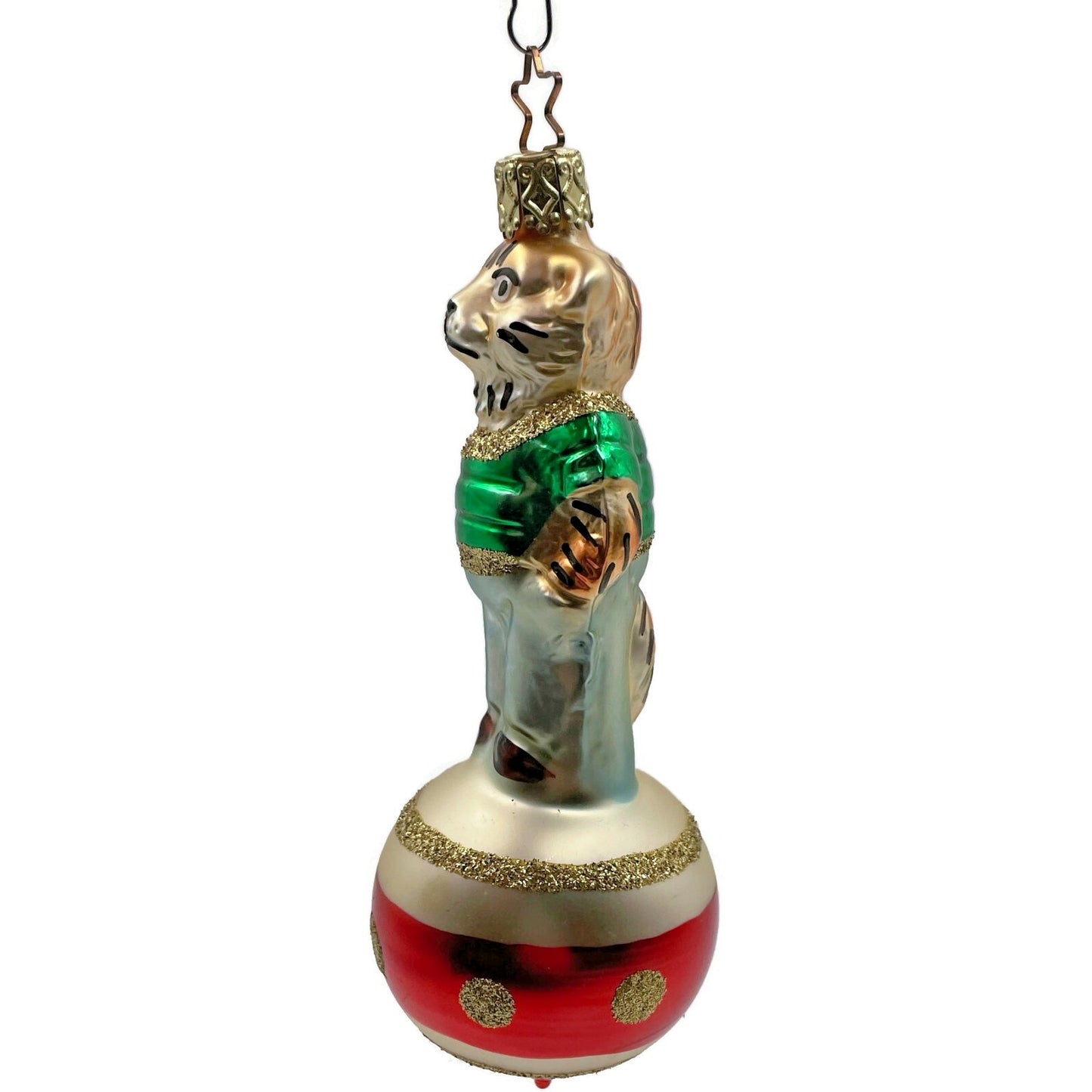 Tony Tiger With Green Shirt Inge Glass Ornament German Christmas Tree Decoration