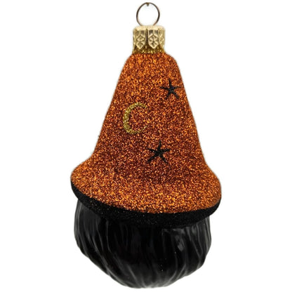 Patricia Breen Witch Hazel Orange Glitter Hat Moon Halloween Christmas Ornament