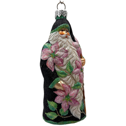 Patricia Breen Clematis Santa Black Pink Flowers Spring Christmas Tree Ornament
