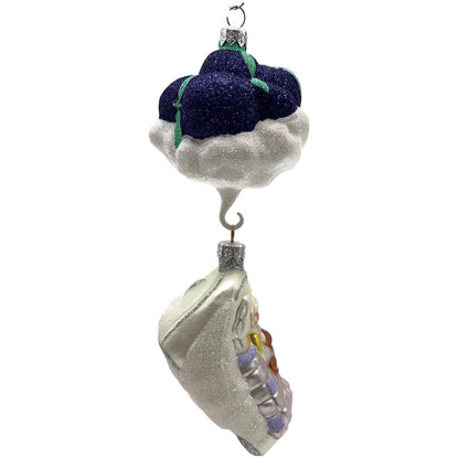 Patricia Breen Visions Of Sugar Plums Purple Glittered Moon Christmas Ornament