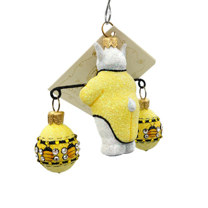 Patricia Breen Bunny Balance Bees Yellow Spring Glittered Holiday Ornament
