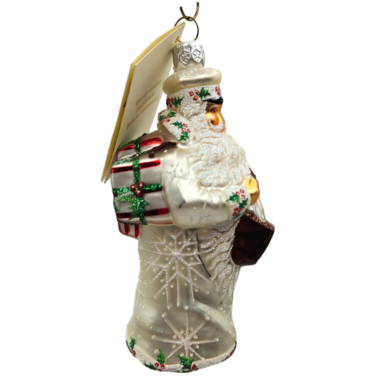 Patricia Breen Postal Santa Holly White Snowflakes Mail Christmas Tree Ornament