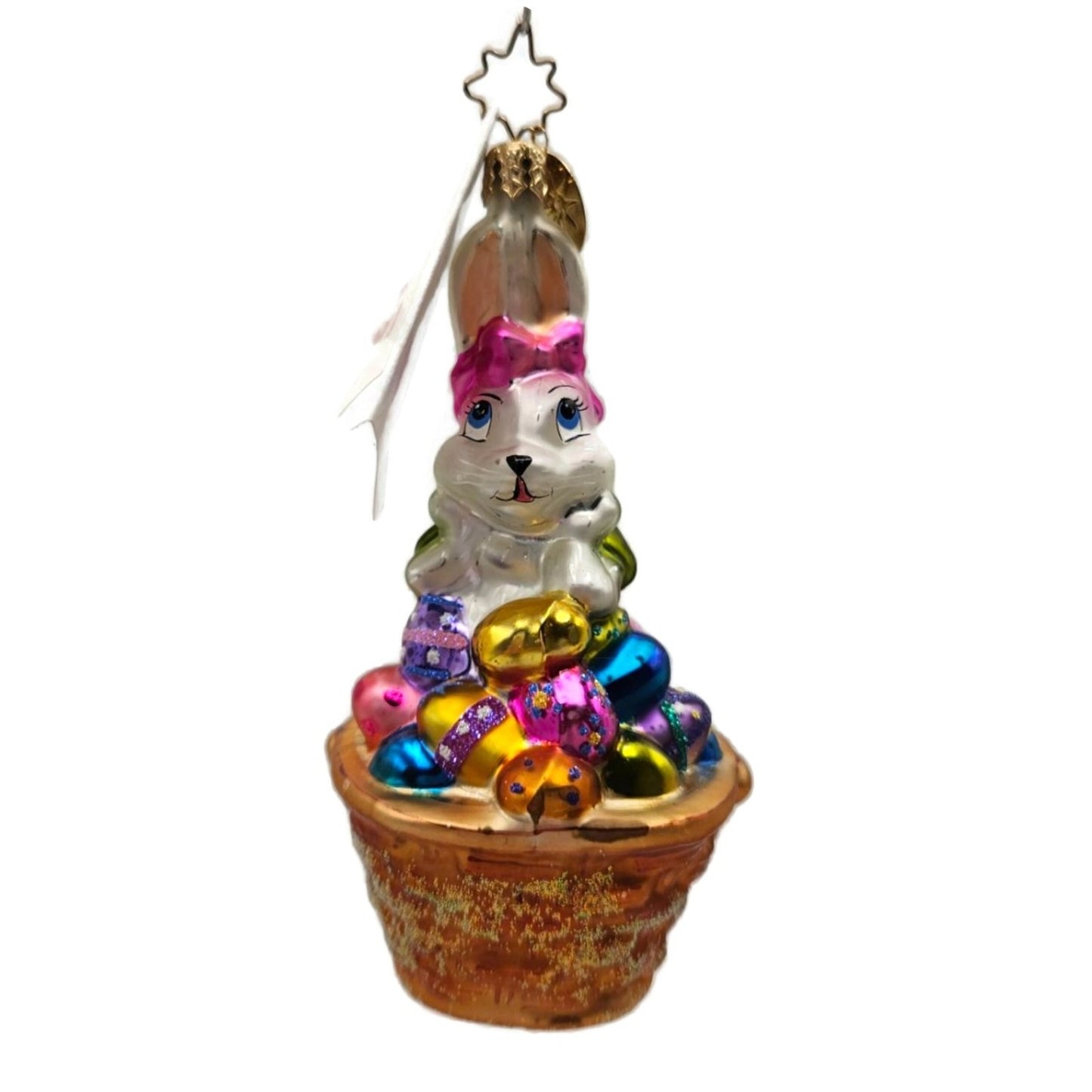 Christopher Radko Bunny Flirt Easter Bunny Egg Basket Ornament 02-0230-0