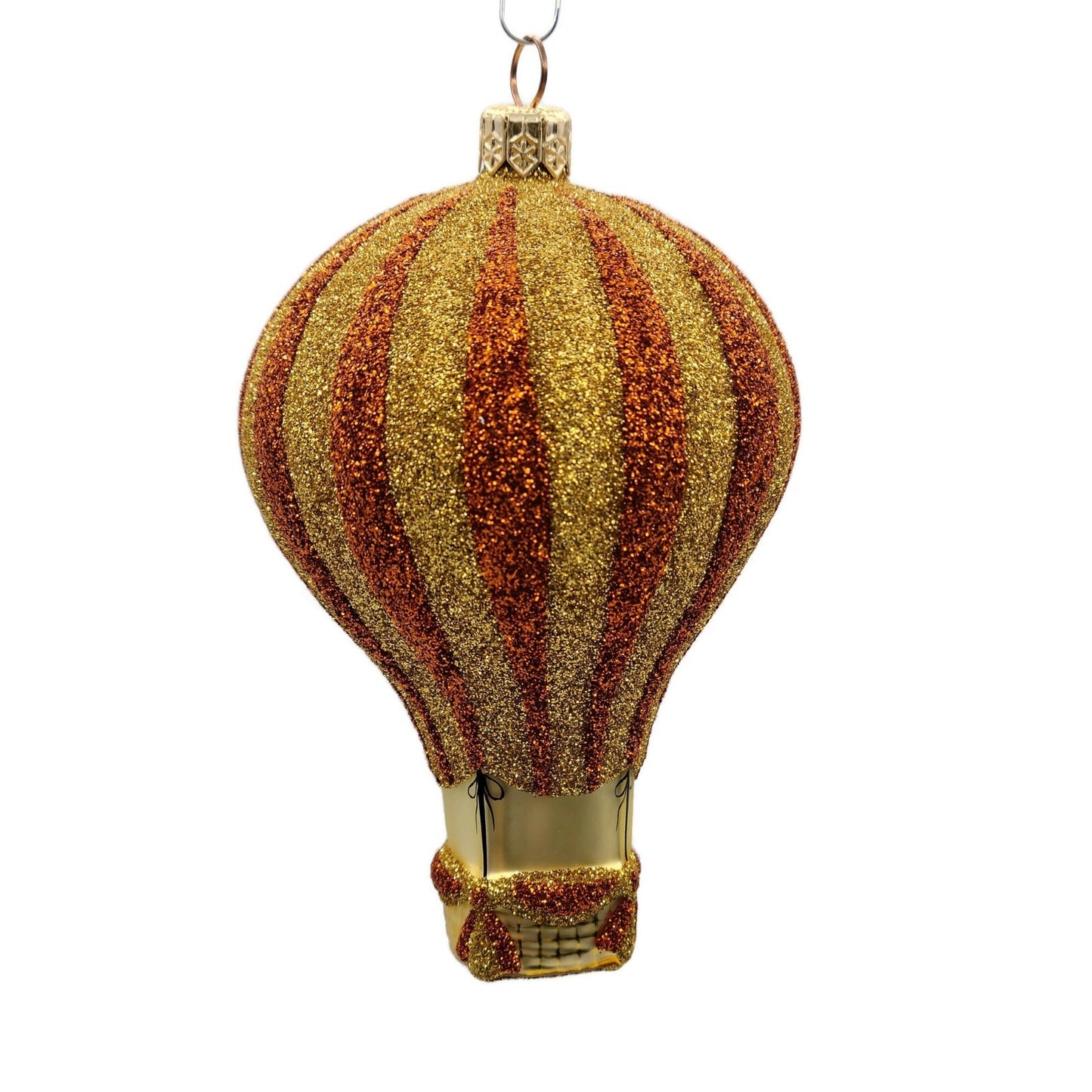 Patricia Breen Petite Balon Copper Gold Glittered Stripe Christmas Tree Ornament