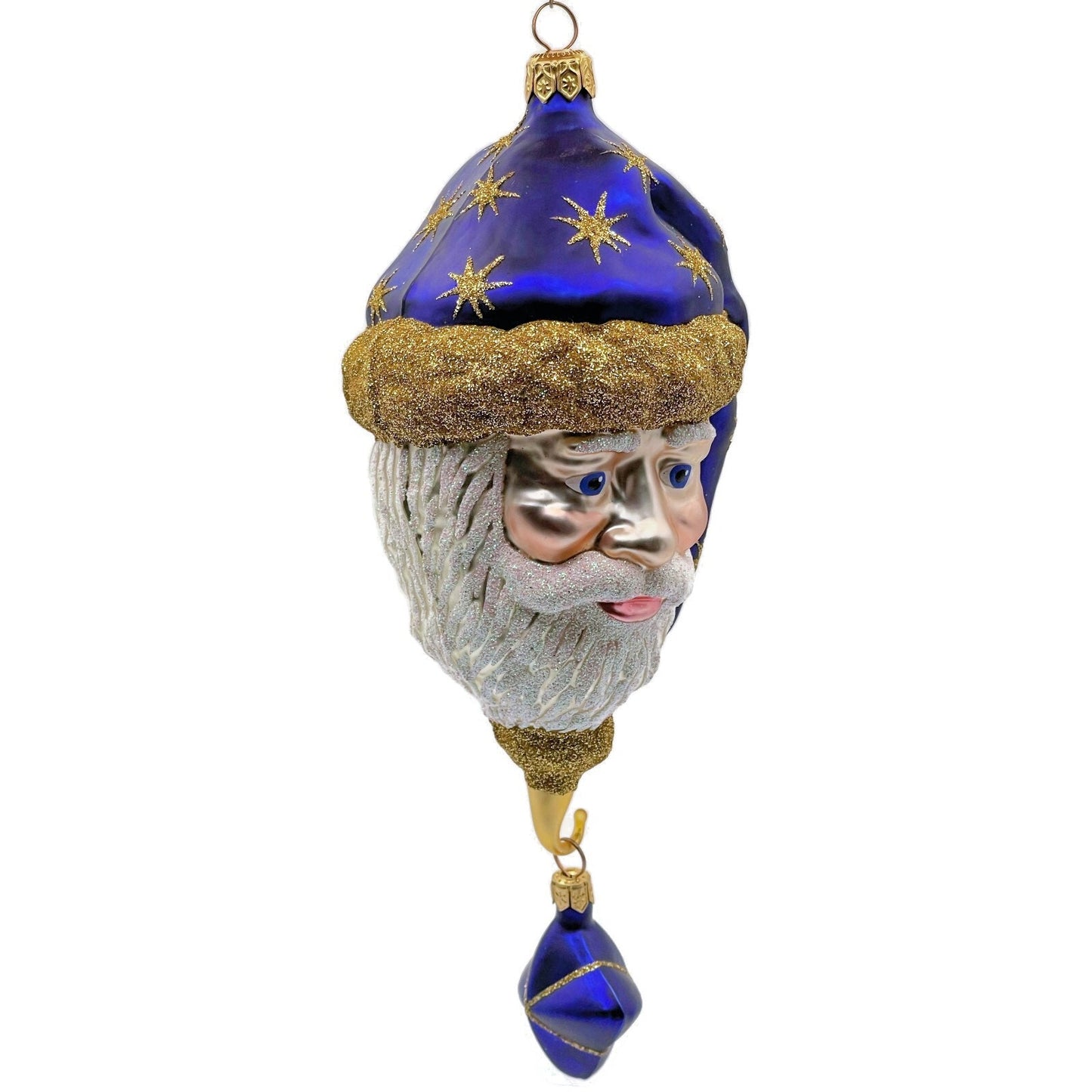 Patricia Breen Goodnight Santa Head Purple Gold Stars Christmas Tree Ornament